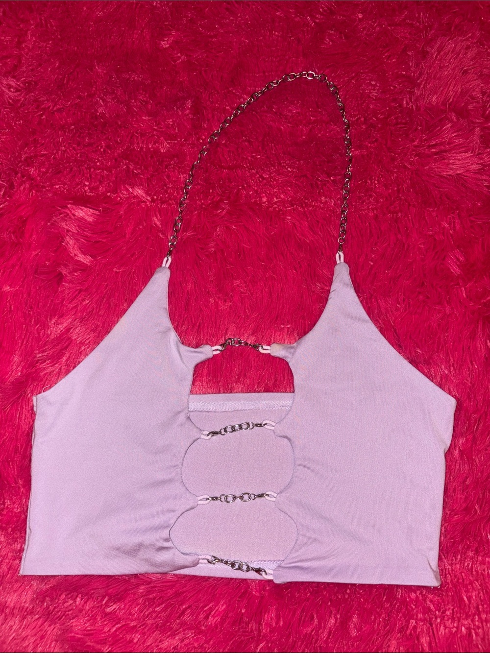 SHEIN Lilac Chain-Detail Crop Top